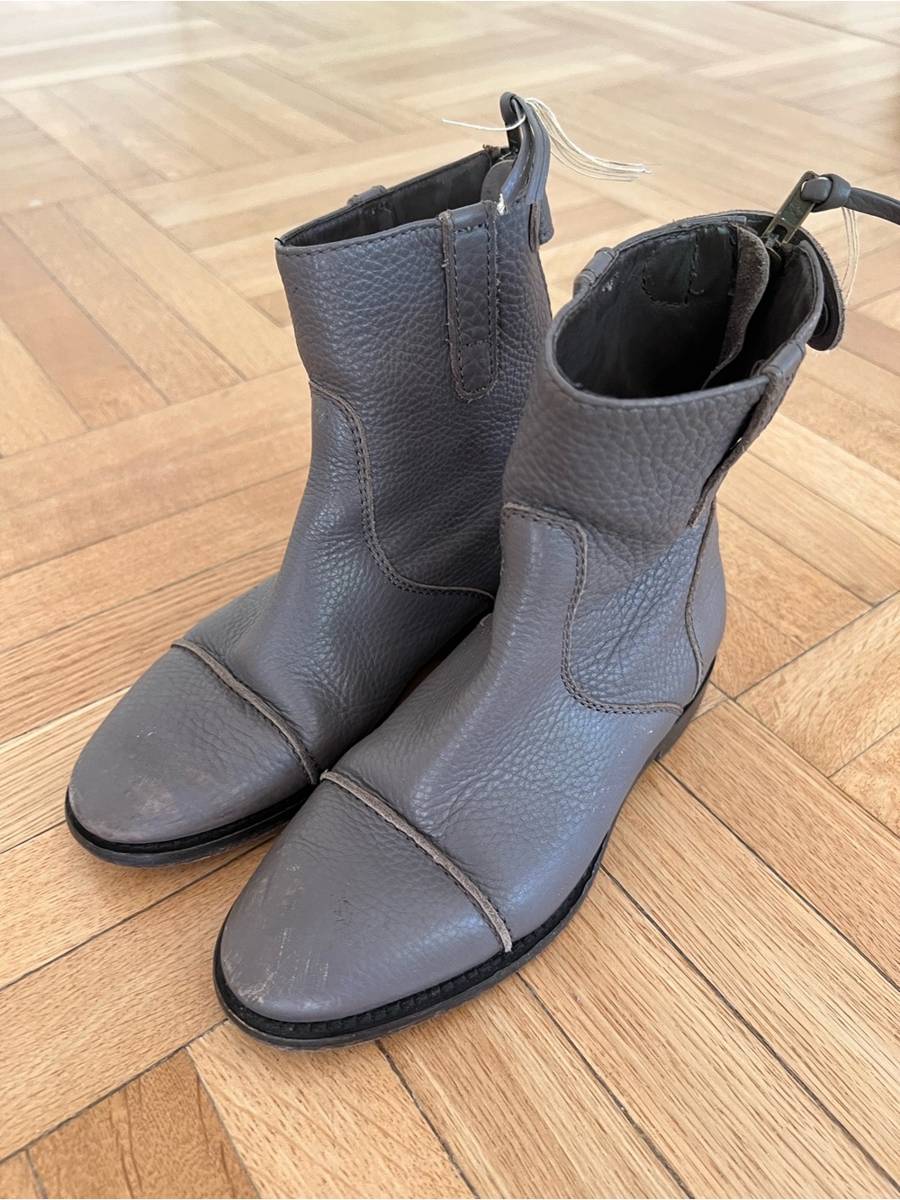 Crewcuts Kids Gray Leather Ankle Boots